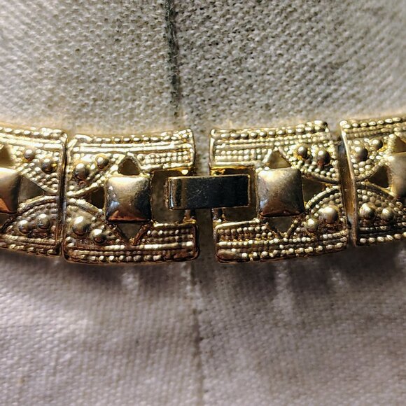 Vtg Gorgeous Gold Plated Translucent Gold Stones Choker 15" - Picture 5 of 6